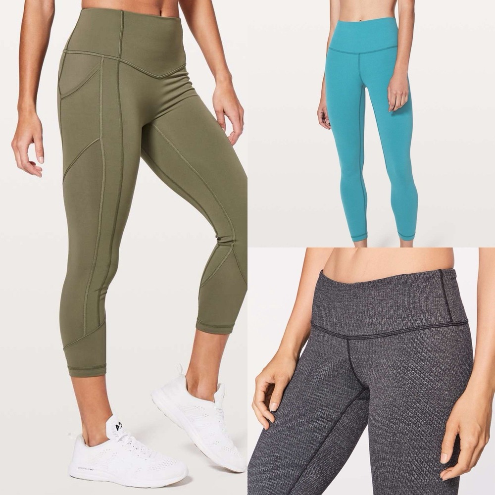 3PC- Lululemon Cropped Leggings All The Right, Wunder Under,